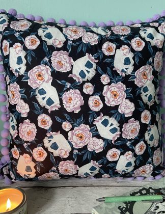 Skulls And Flowers Cushion